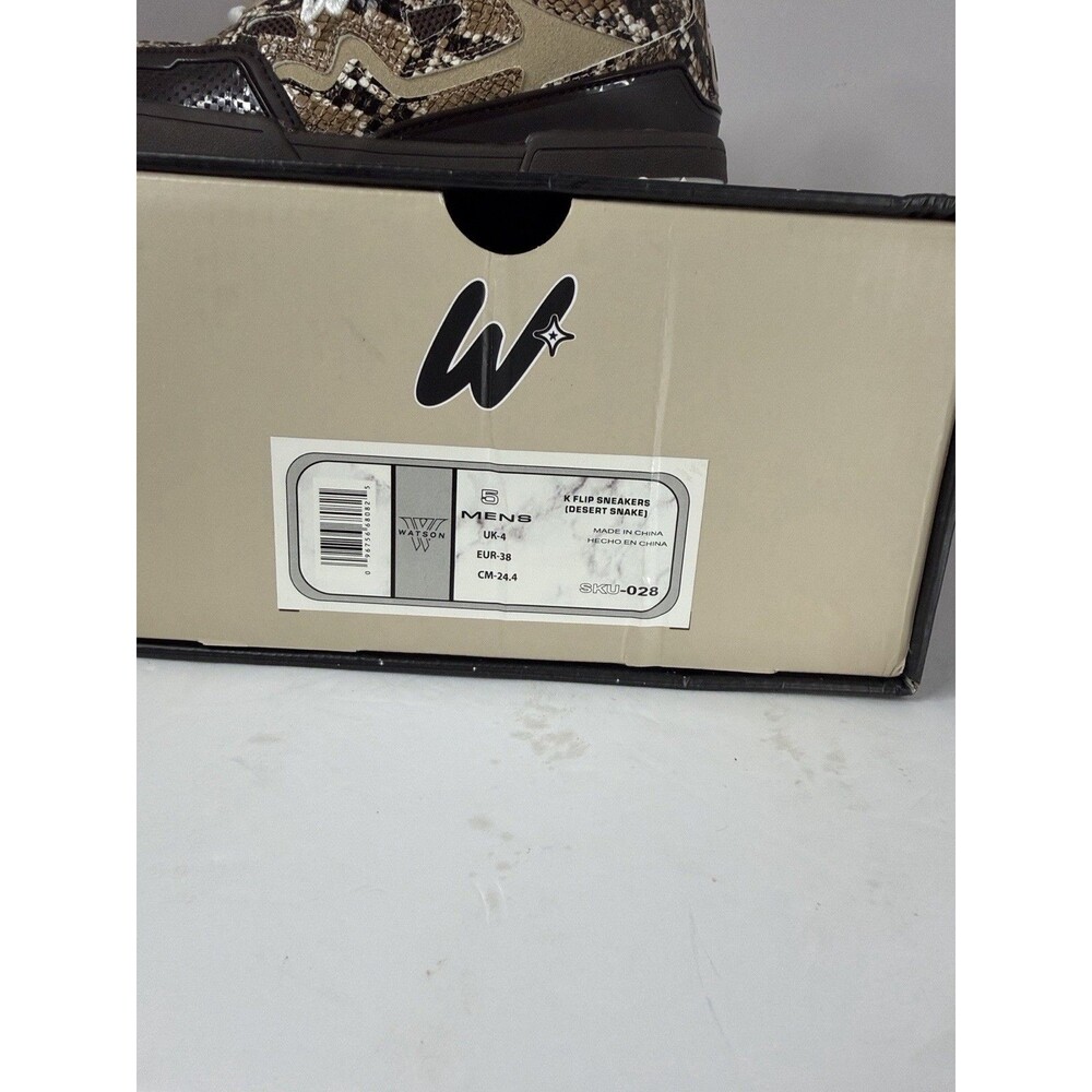 Watson K Flip Sneakers Desert Snake Men's Casual Brown Snake Print Mesh Lace‎ Up - Picture 7 of 8